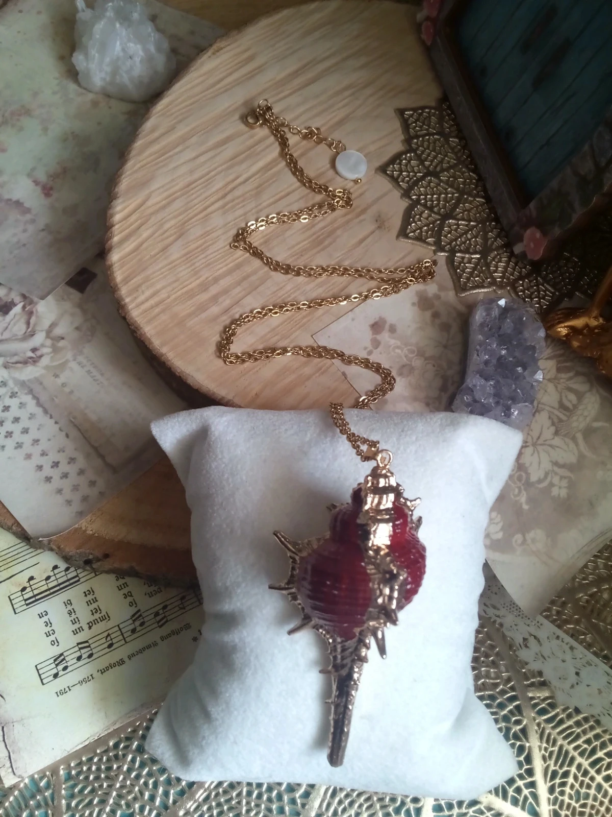 Collar colgante bohemio coq'uillage natural – photo 2